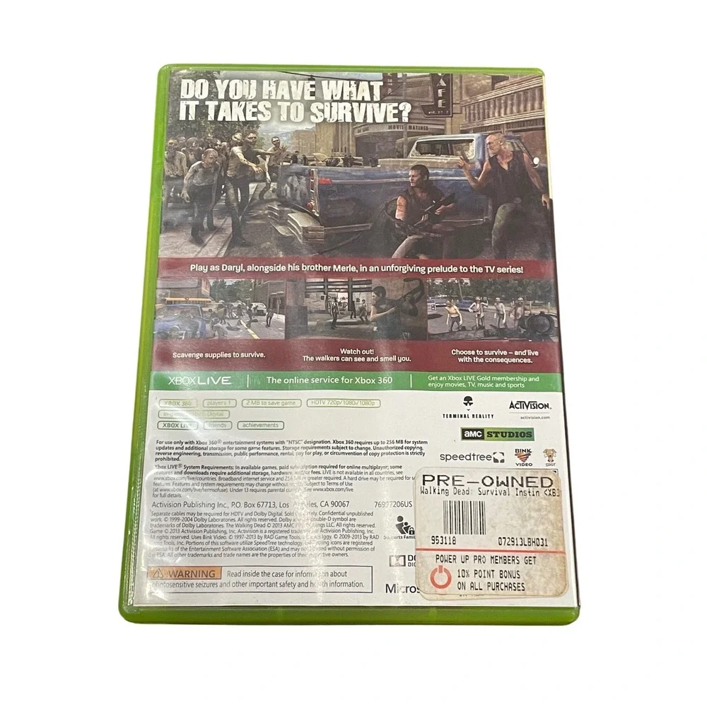 The Walking Dead Survival Instinct Xbox 360 Activision AMC TV Series Game